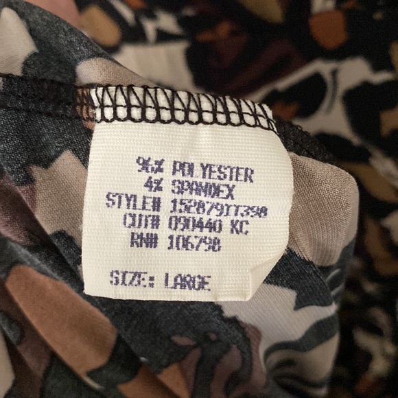 Lily Neutral Animal Print Women’s Dress Cap Sleeve Size L Defined Waist - Picture 6 of 7